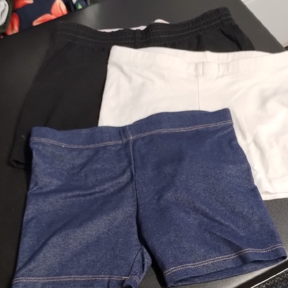 Kids Denim, Black, and White Shorts Set